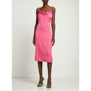 WeWoreWhat Pink Satin Cowl Midi Slip Dress Size 0 Cocktail Lightweight